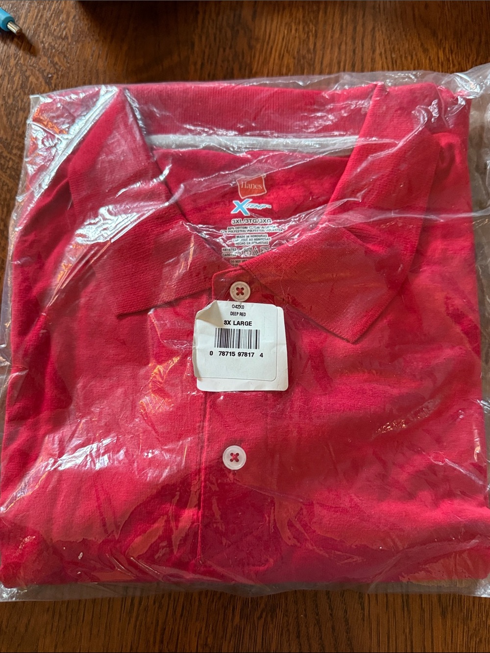 New in Bag Hanes Men's Red Polo Shirt - 3XL
